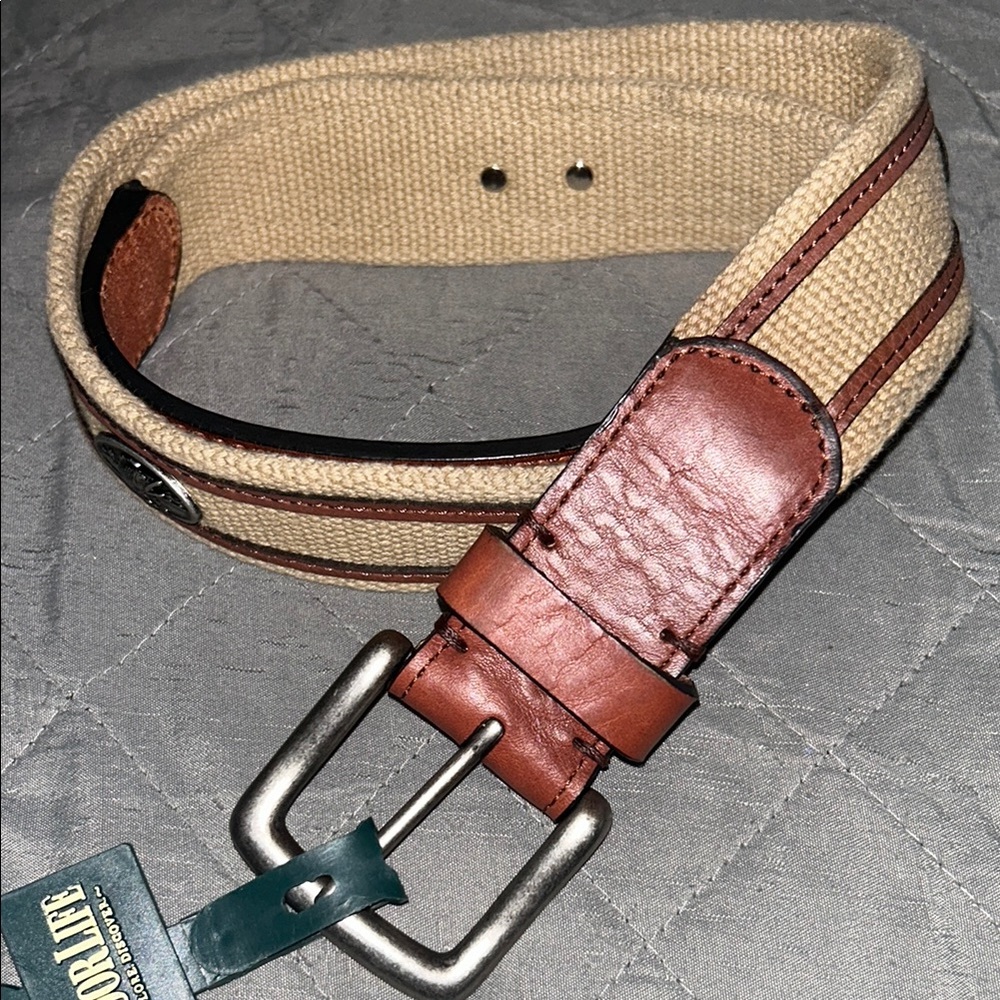 Men's Tan and Brown Canvas Belt
